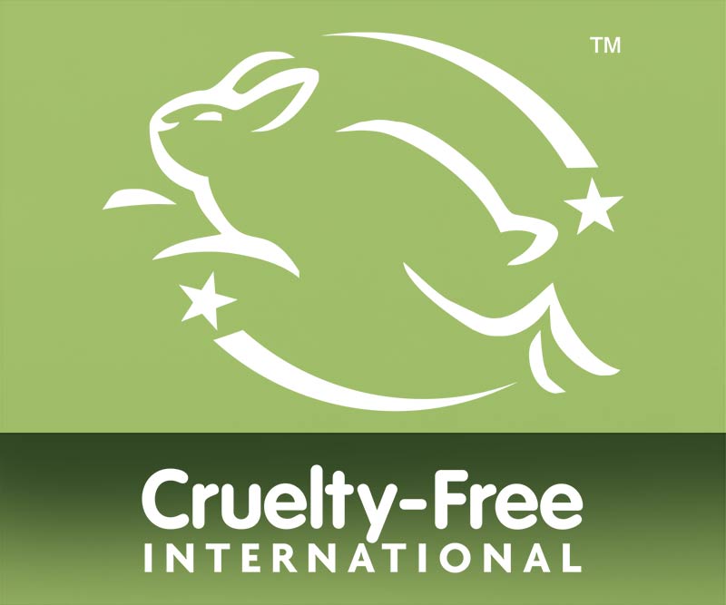 A white silhouette of a leaping rabbit with stars on a green background above Cruelty-Free International. This logo means products like Original Mega Bundle are not tested on animals.
